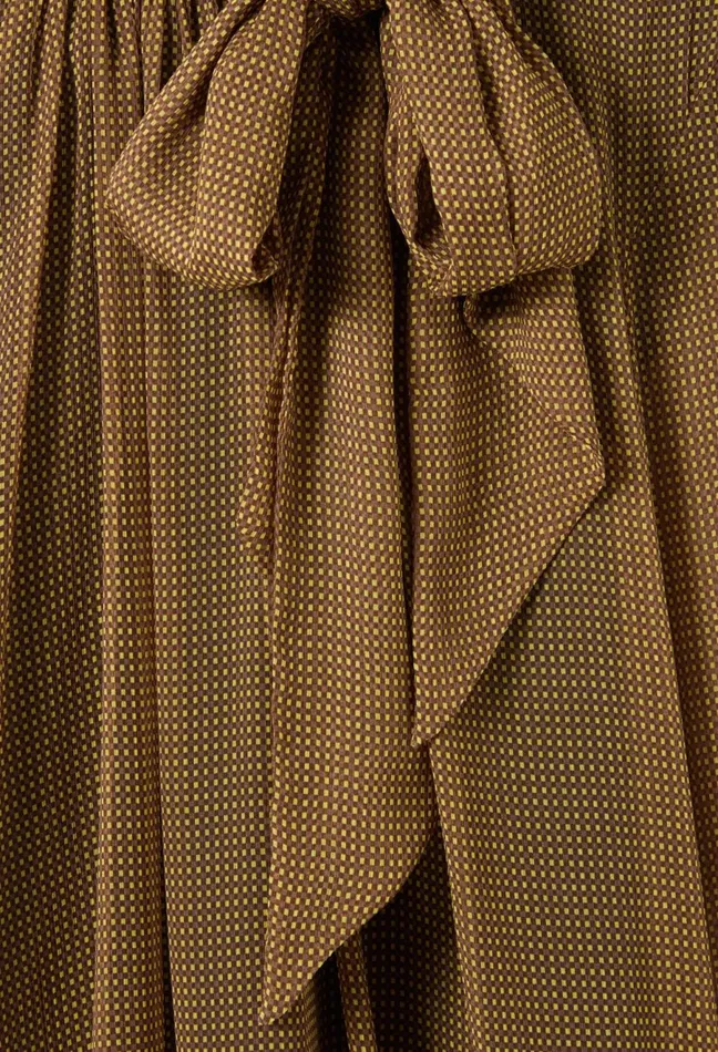 Claudie Pierlot Fluid Check TieNeck Blouse Yellow Women Tops And Shirts Claudie Pierlot Fluid Check TieNeck Blouse Yellow Women Tops And Shirts