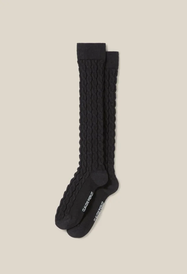 Claudie Pierlot Jacquard MidCalf Socks Anthracite Women Socks