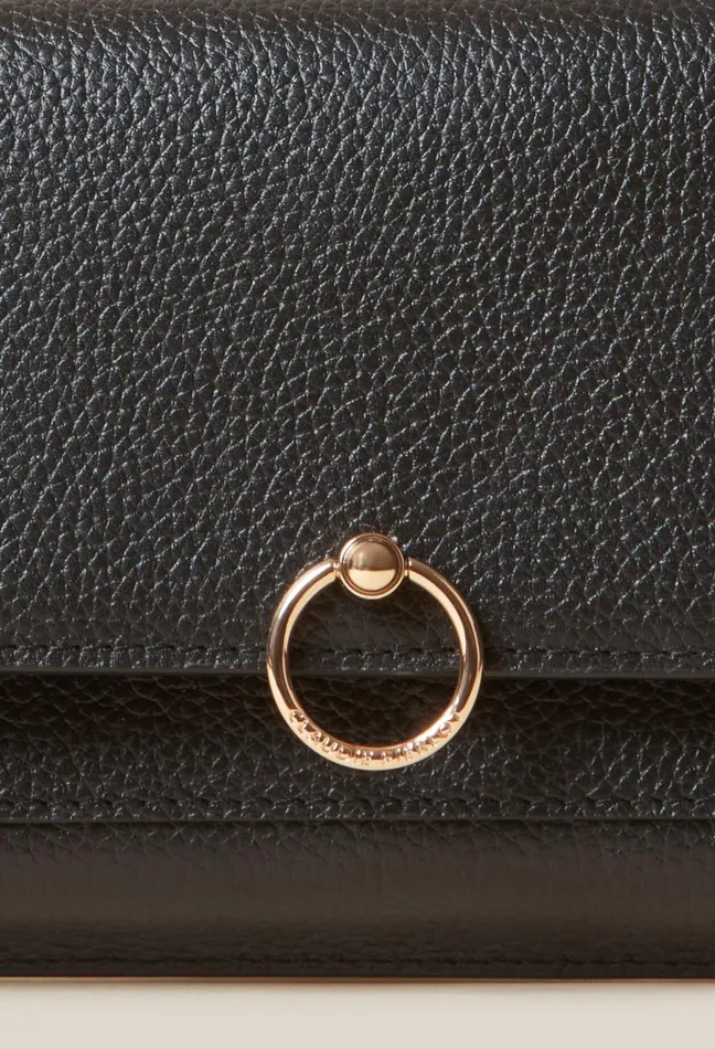 Claudie Pierlot Large Grained Leather Clutch Black Women Small Leather Goods