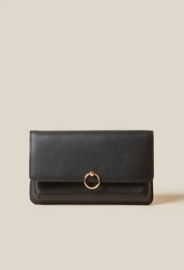 Claudie Pierlot Large Grained Leather Clutch Black Women Small Leather Goods
