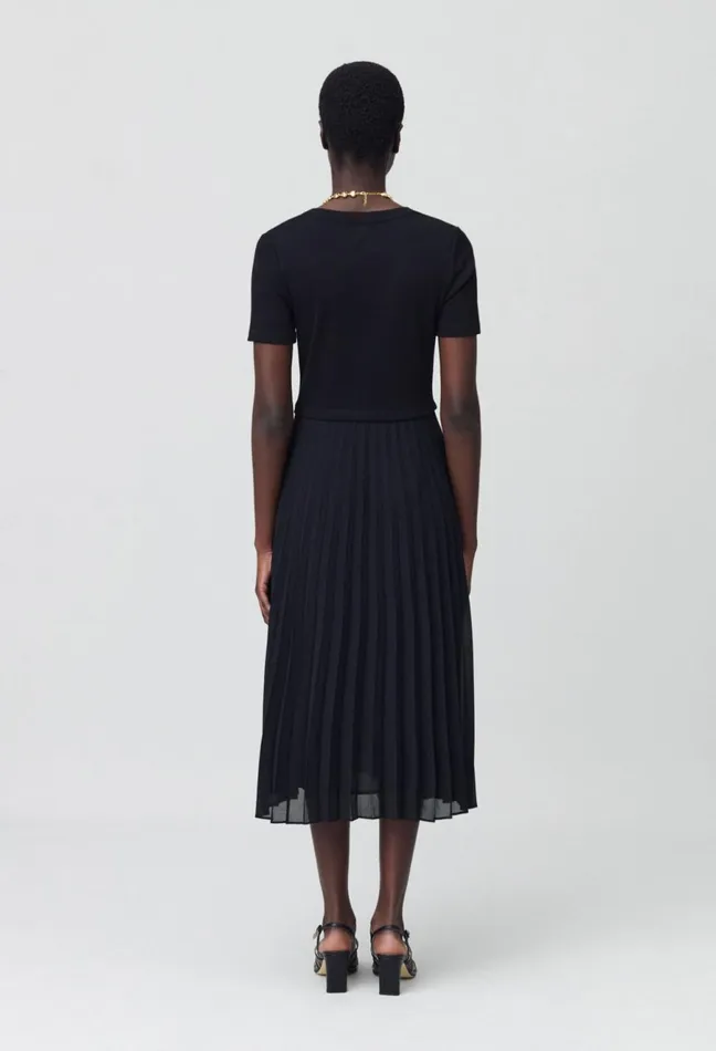 Claudie Pierlot Long DualFabric Teli Dress Black Women Dresses Claudie Pierlot Long DualFabric Teli Dress Black Women Dresses