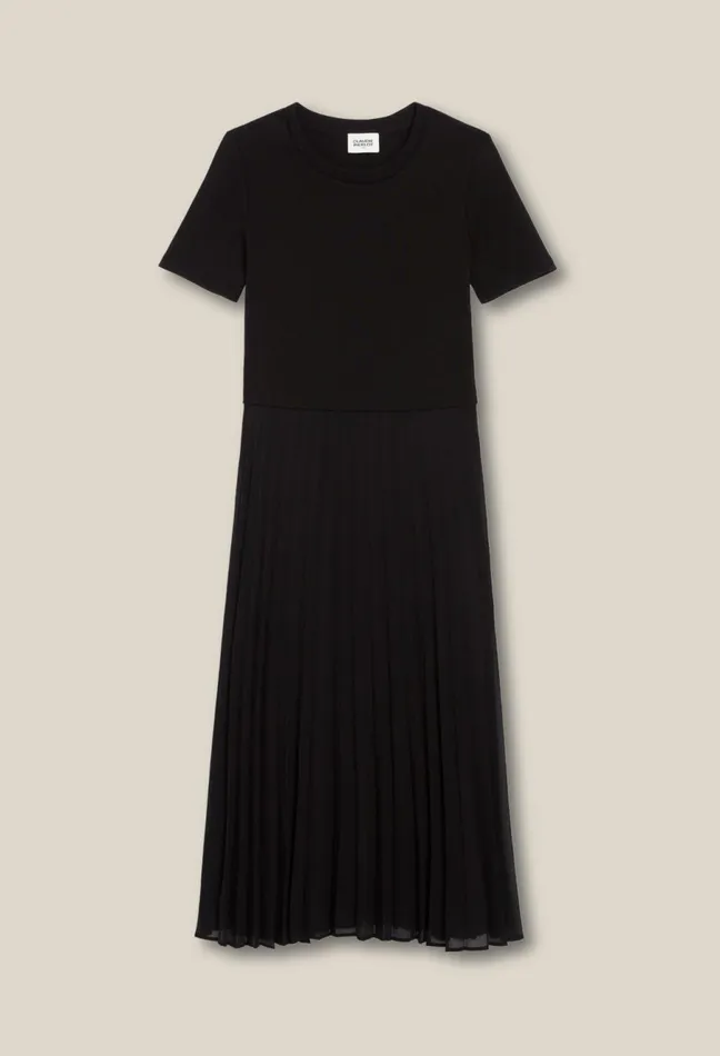 Claudie Pierlot Long DualFabric Teli Dress Black Women Dresses Claudie Pierlot Long DualFabric Teli Dress Black Women Dresses