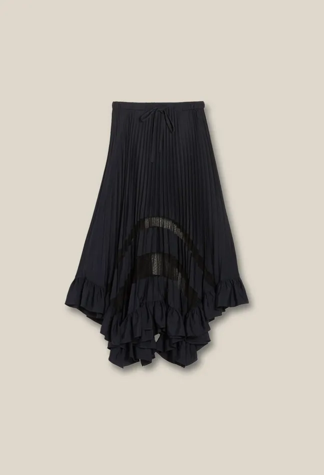 Claudie Pierlot Midi Pleated Skirt Navy Women Skirts And Shorts