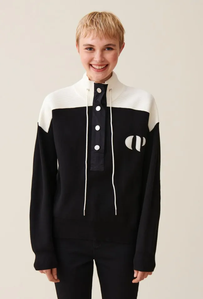 Claudie Pierlot Minimum HalfZip Sweatshirt Black Women Sweatshirts