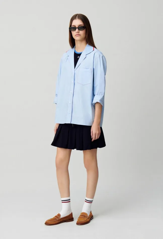 Claudie Pierlot Oversized Contrast Shirt Sky Blue Women Tops And Shirts