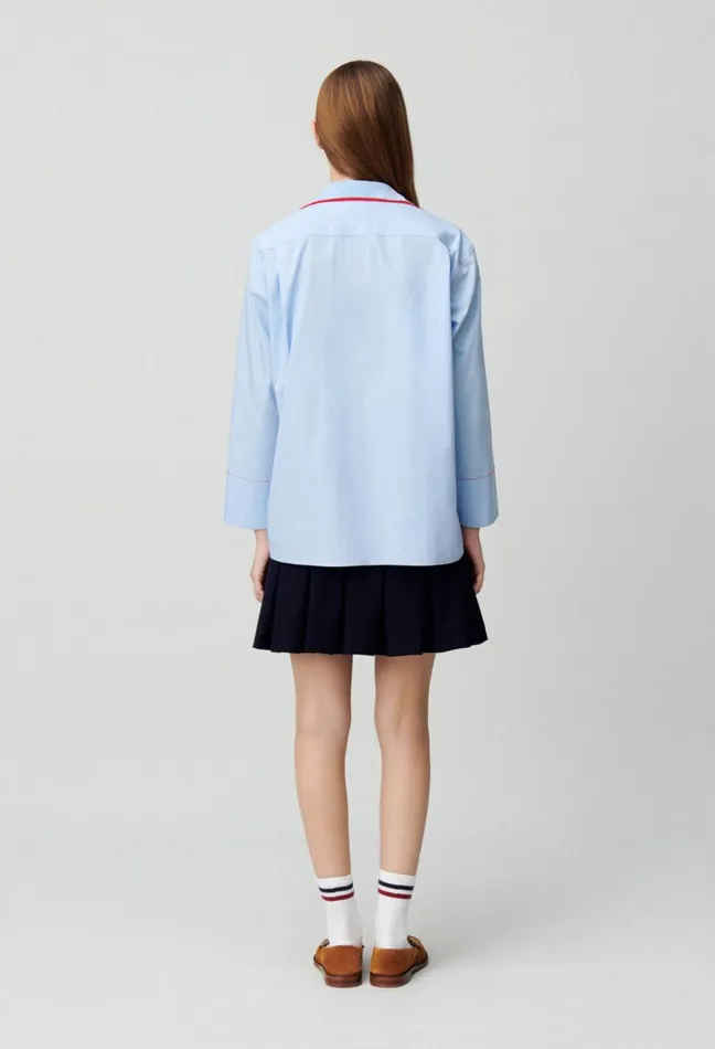 Claudie Pierlot Oversized Contrast Shirt Sky Blue Women Tops And Shirts Claudie Pierlot Oversized Contrast Shirt Sky Blue Women Tops And Shirts