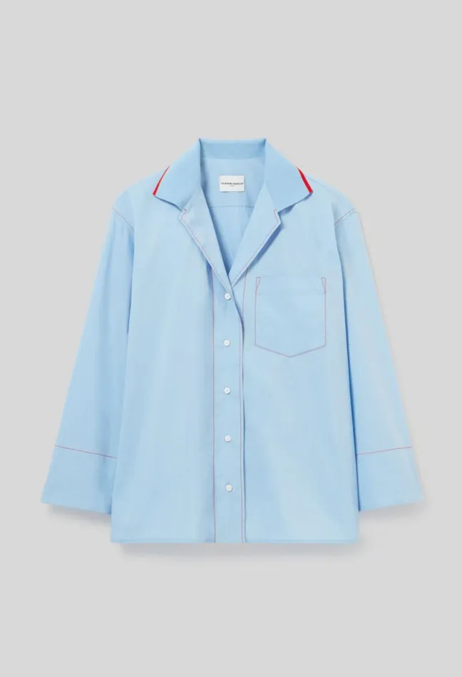 Claudie Pierlot Oversized Contrast Shirt Sky Blue Women Tops And Shirts Claudie Pierlot Oversized Contrast Shirt Sky Blue Women Tops And Shirts