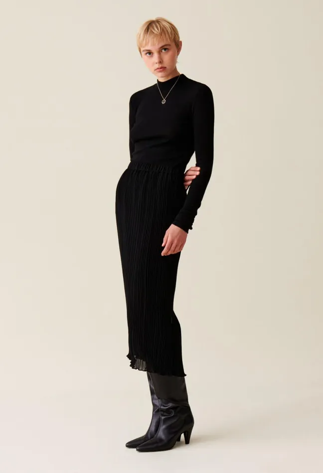 Claudie Pierlot Pleated 78 Skirt Lined Black Women Skirts And Shorts Claudie Pierlot Pleated 78 Skirt Lined Black Women Skirts And Shorts