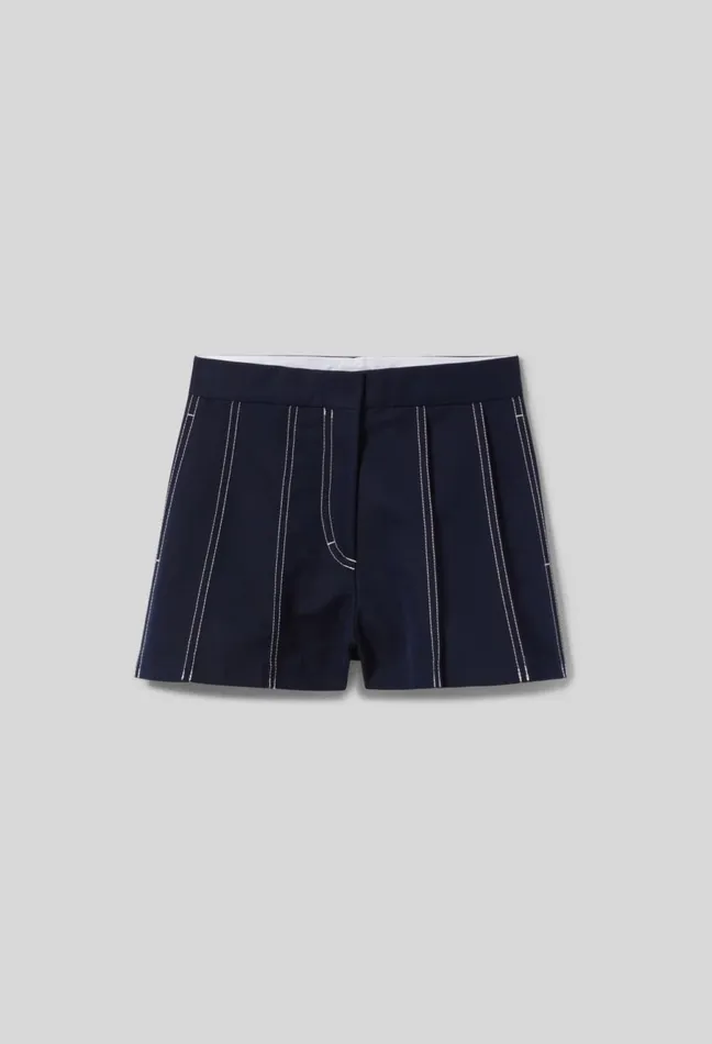 Claudie Pierlot Pleated Contrast Shorts Navy Women Skirts And Shorts Claudie Pierlot Pleated Contrast Shorts Navy Women Skirts And Shorts