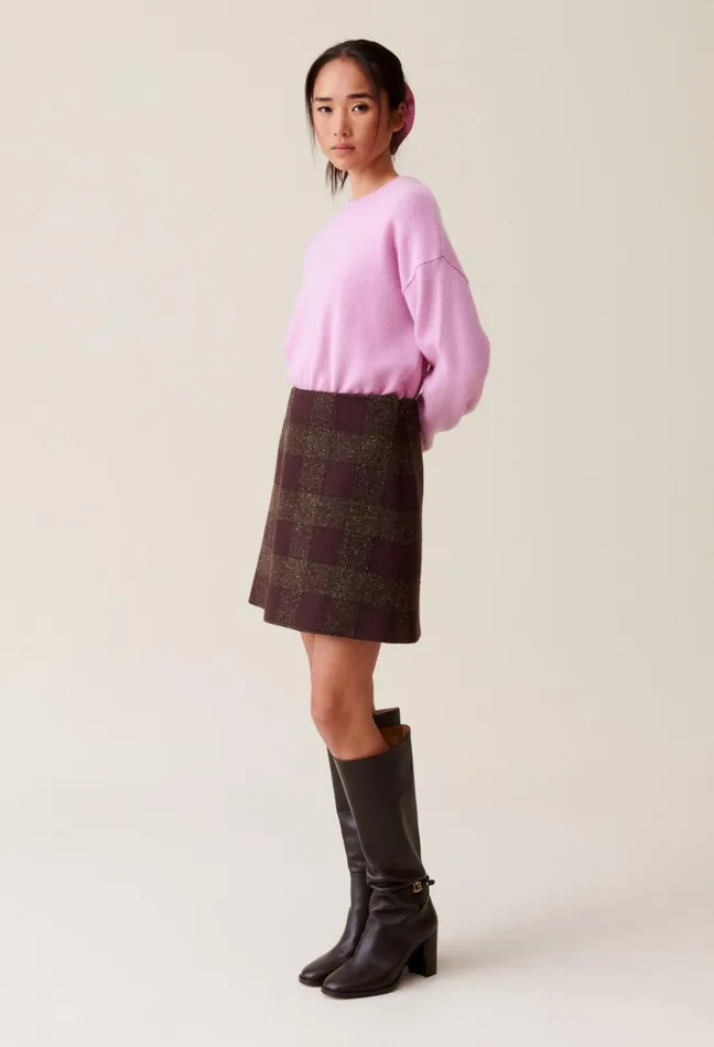 Claudie Pierlot Short Checked Knit Skirt Multicolored Women Skirts And Shorts