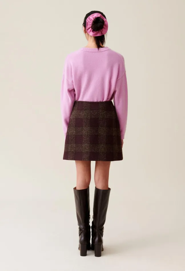 Claudie Pierlot Short Checked Knit Skirt Multicolored Women Skirts And Shorts