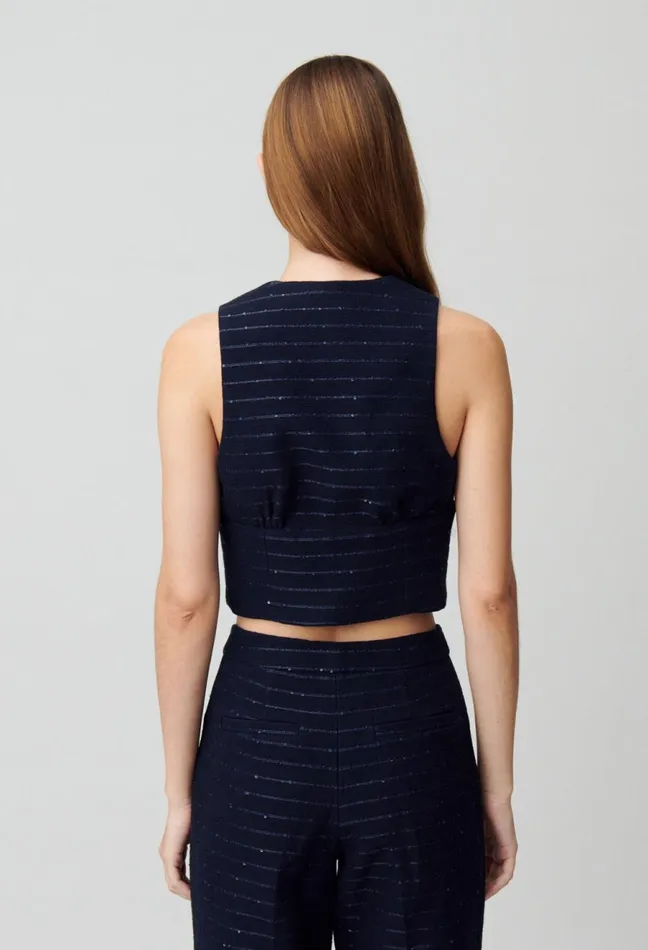 Claudie Pierlot Striped Blazer Top Navy Women Tops And Shirts