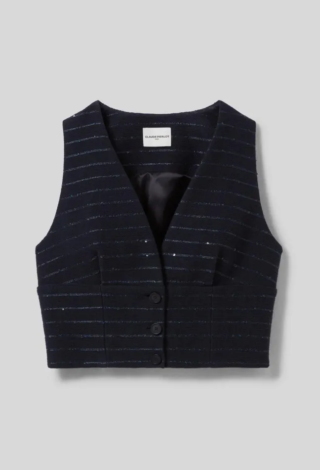 Claudie Pierlot Striped Blazer Top Navy Women Tops And Shirts