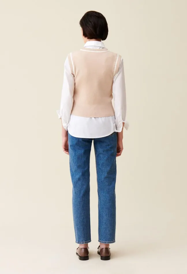 Claudie Pierlot Striped Knitted Jumper Light Beige Women Knitwear And Cardigans Claudie Pierlot Striped Knitted Jumper Light Beige Women Knitwear And Cardigans