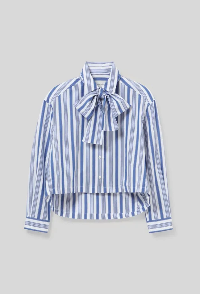 Claudie Pierlot Striped Shirt With Bow Collar Dualcolor Women Tops And Shirts