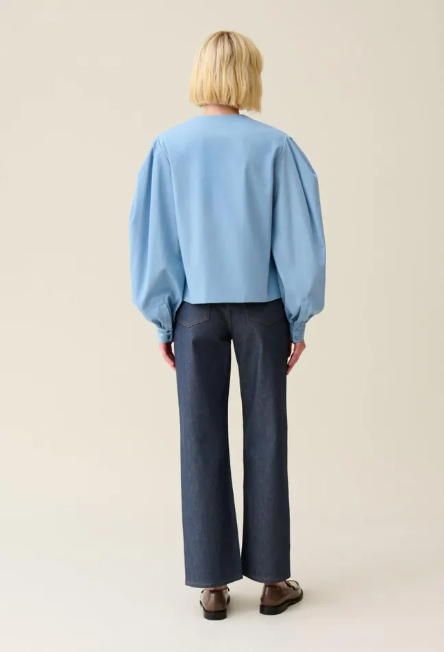 Claudie Pierlot TieFront VNeck Blouse Sky Blue Women Tops And Shirts