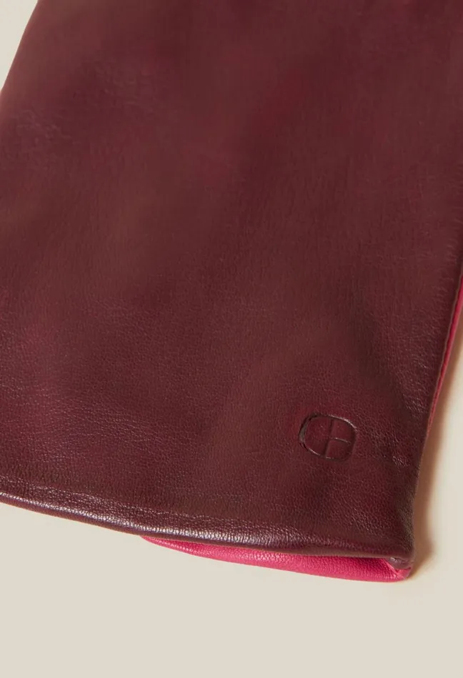 Claudie Pierlot TwoTone Leather Gloves Burgundy Women Scarves Hats And Gloves Claudie Pierlot TwoTone Leather Gloves Burgundy Women Scarves Hats And Gloves