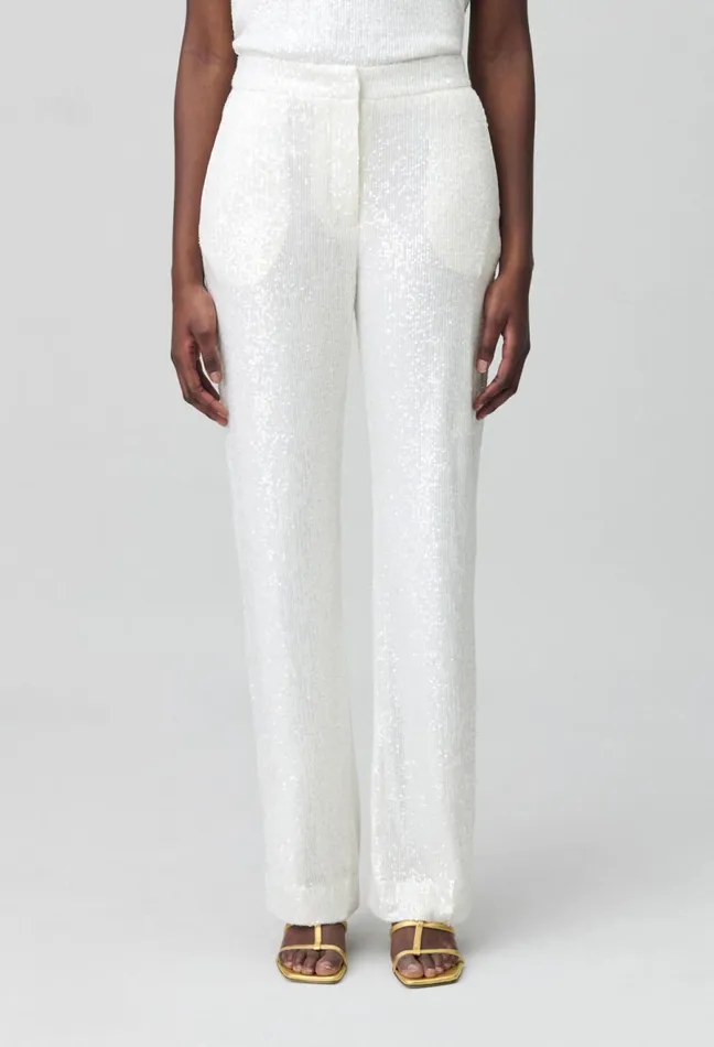 Claudie Pierlot White Sequinned Trousers Women Jeans And Trousers