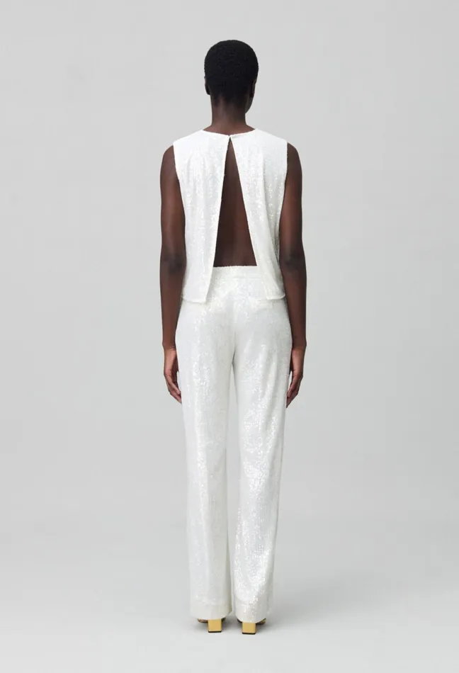 Claudie Pierlot White Sequinned Trousers Women Jeans And Trousers
