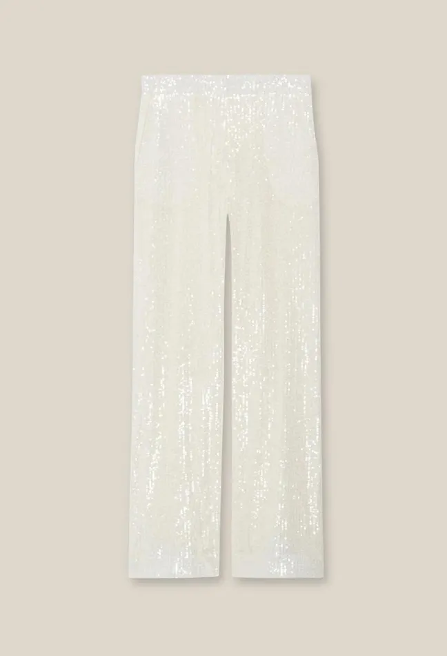Claudie Pierlot White Sequinned Trousers Women Jeans And Trousers