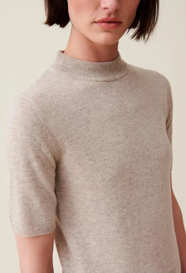 Claudie Pierlot Wool Jumper With High Neck Beige Women Knitwear And Cardigans