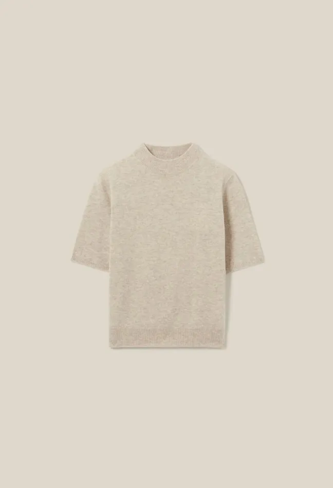 Claudie Pierlot Wool Jumper With High Neck Beige Women Knitwear And Cardigans