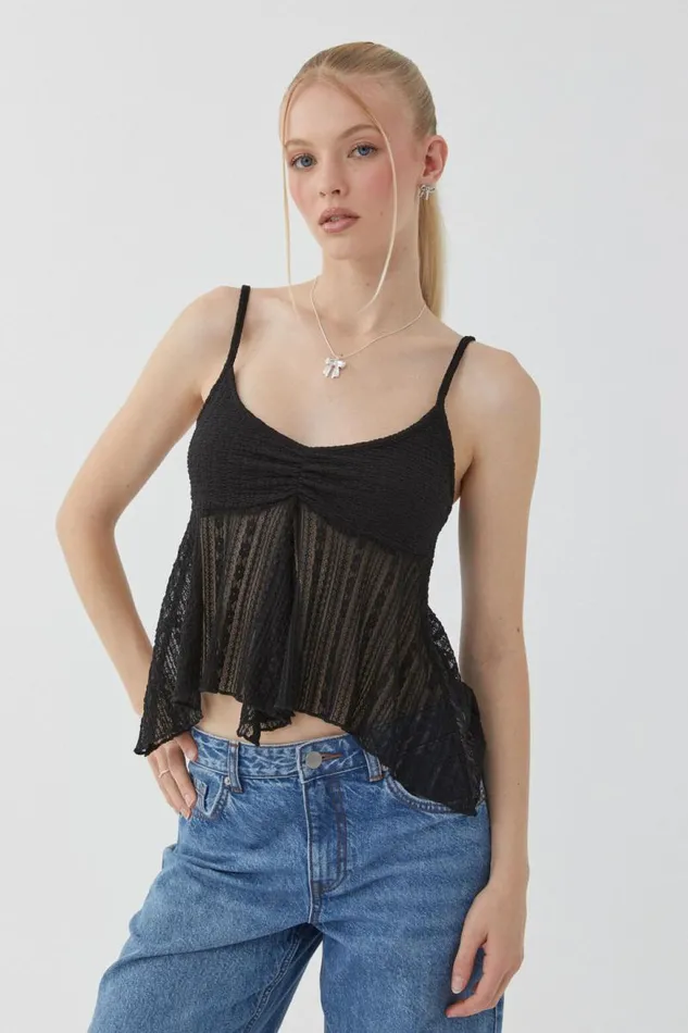 Clothing Supr Going Out Tops Nellie Textured Cami Black