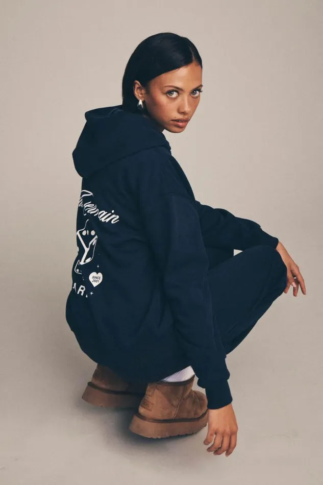Clothing Supr Hoodies and Trackies Paige Oversized Printed Hoodie All Star Navyst Germain