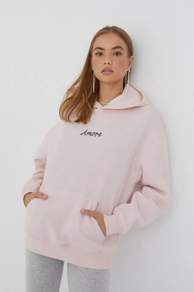 Clothing Supr Hoodies and Trackies Paige Oversized Printed Hoodie Gloss Pinkamore