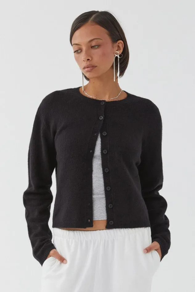 Clothing Supr Knitwear Bronte Button Through Cardi Black