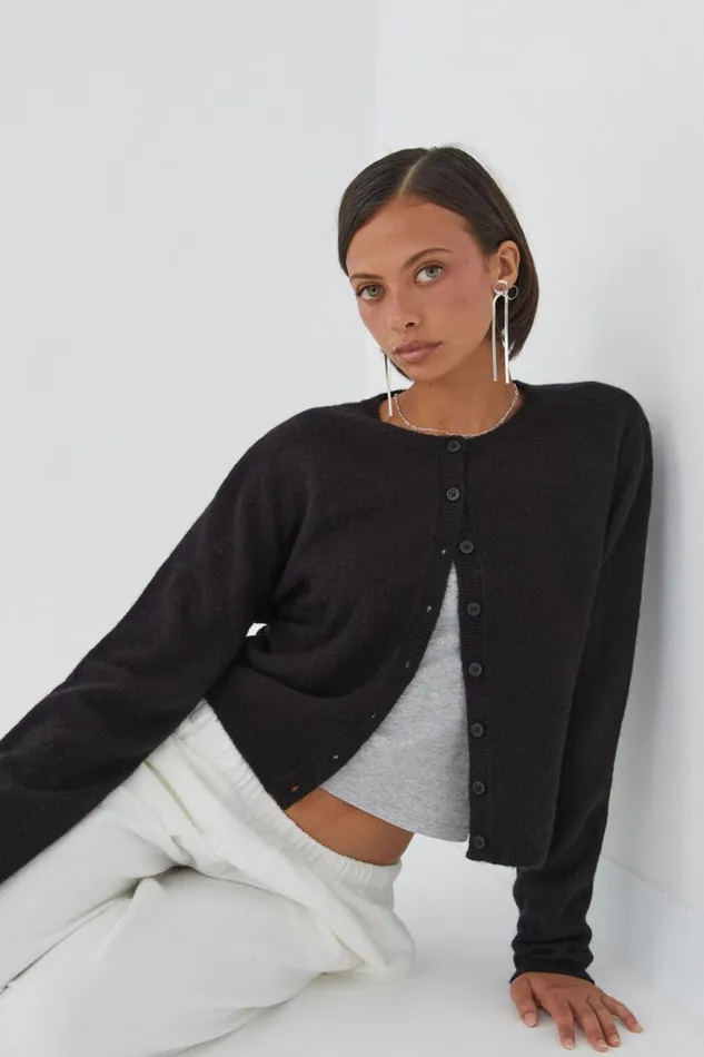 Clothing Supr Knitwear Bronte Button Through Cardi Black