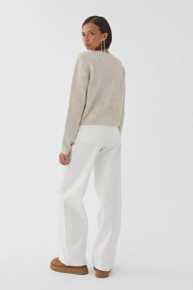 Clothing Supr Knitwear Bronte Button Through Cardi Taupe Marle
