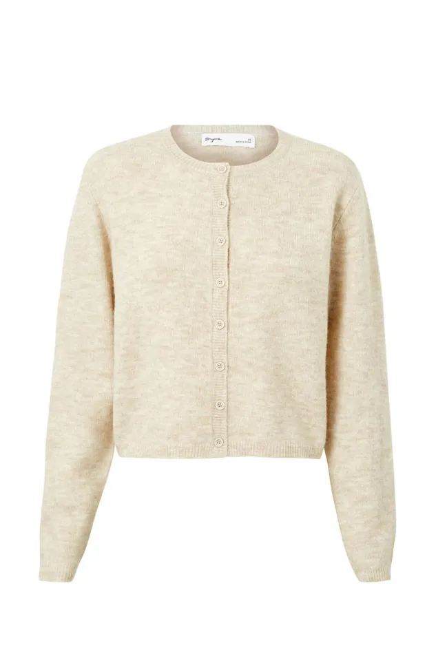 Clothing Supr Knitwear Bronte Button Through Cardi Taupe Marle