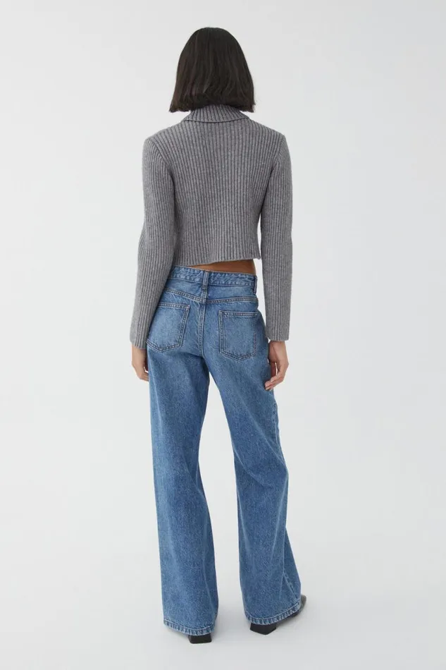 Clothing Supr Knitwear Wren Roll Neck Knit Jumper Dark Grey Marle
