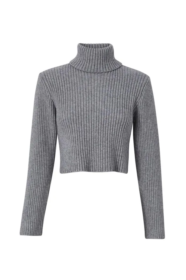 Clothing Supr Knitwear Wren Roll Neck Knit Jumper Dark Grey Marle