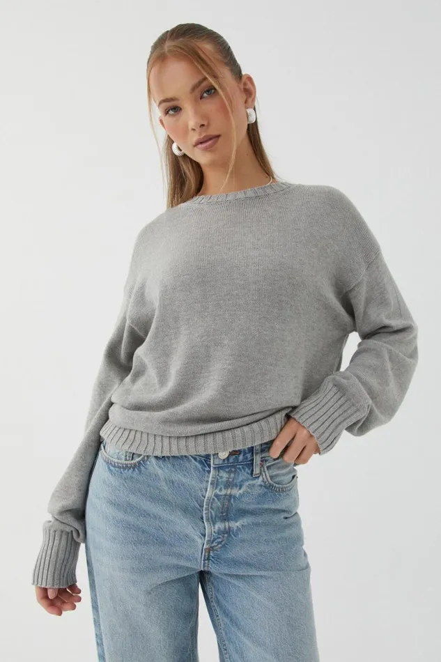Clothing Supr Knitwear Zoey Crew Neck Jumper Grey Marle