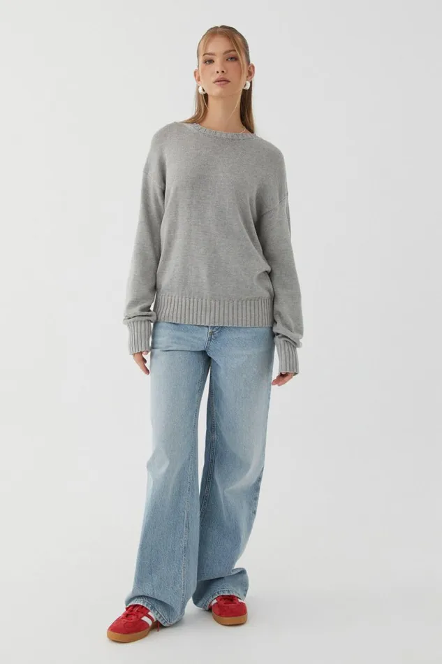 Clothing Supr Knitwear Zoey Crew Neck Jumper Grey Marle