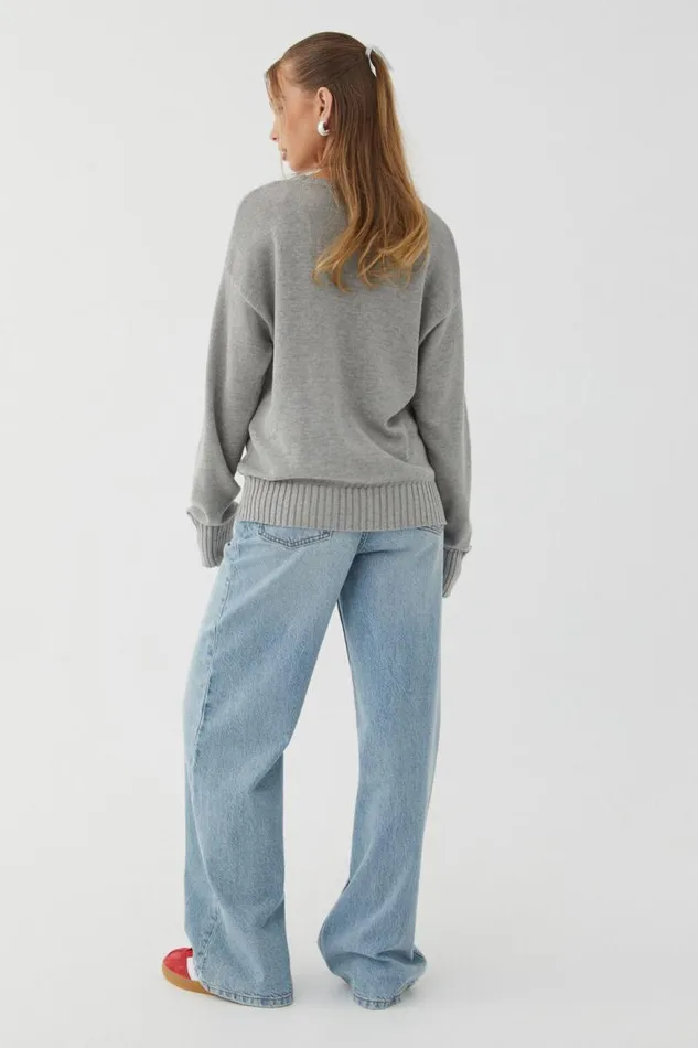 Clothing Supr Knitwear Zoey Crew Neck Jumper Grey Marle