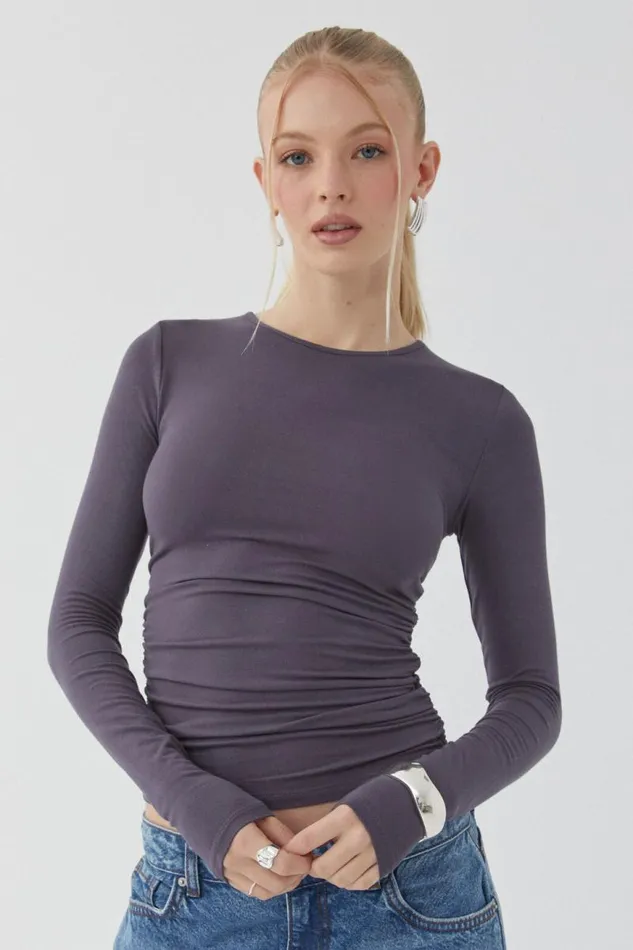 Clothing Supr Long Sleeve Tops Soft Brit Long Sleeve Top Gun Metal