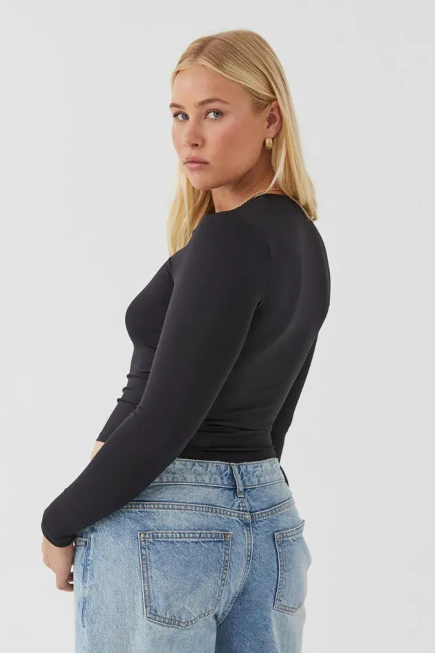 Clothing Supr Luxe Essentials Luxe Long Sleeve Longline Tee Black