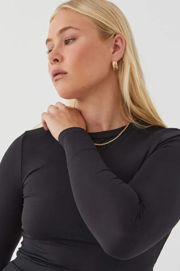 Clothing Supr Luxe Essentials Luxe Long Sleeve Longline Tee Black