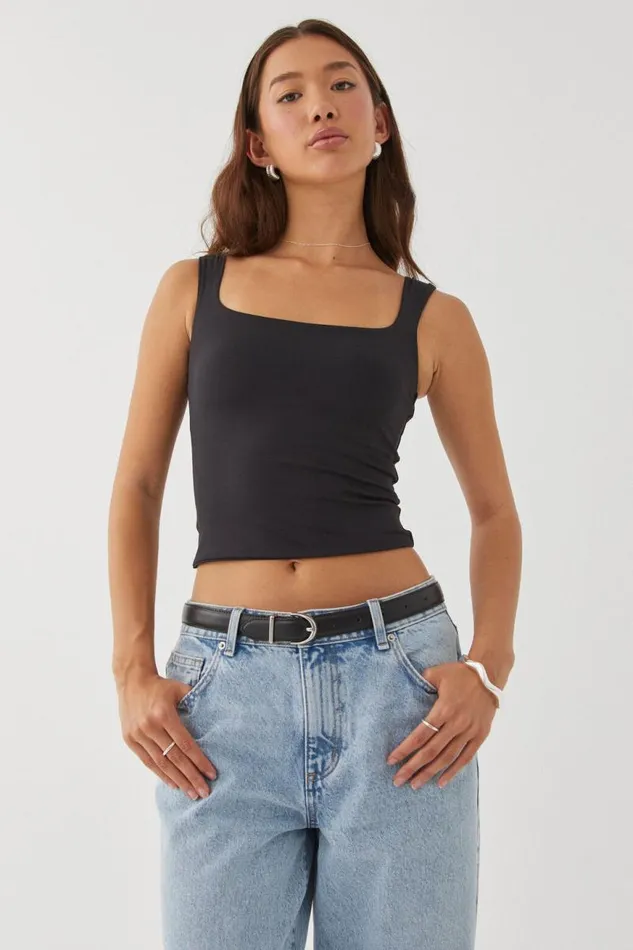 Clothing Supr Luxe Essentials Luxe Open Neck Top Black
