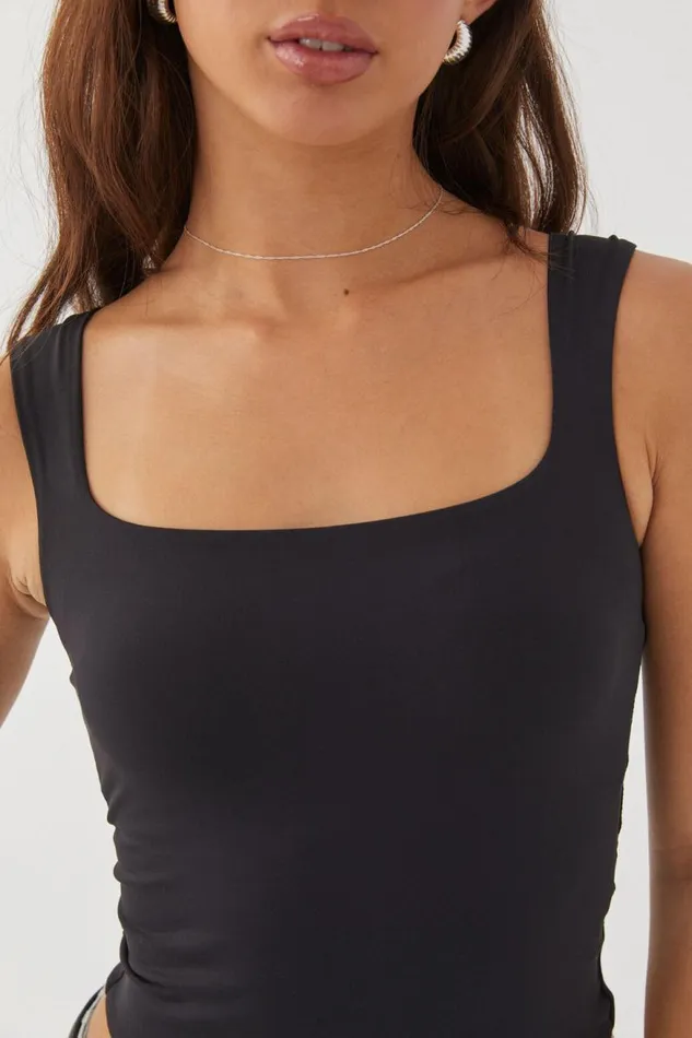 Clothing Supr Luxe Essentials Luxe Open Neck Top Black