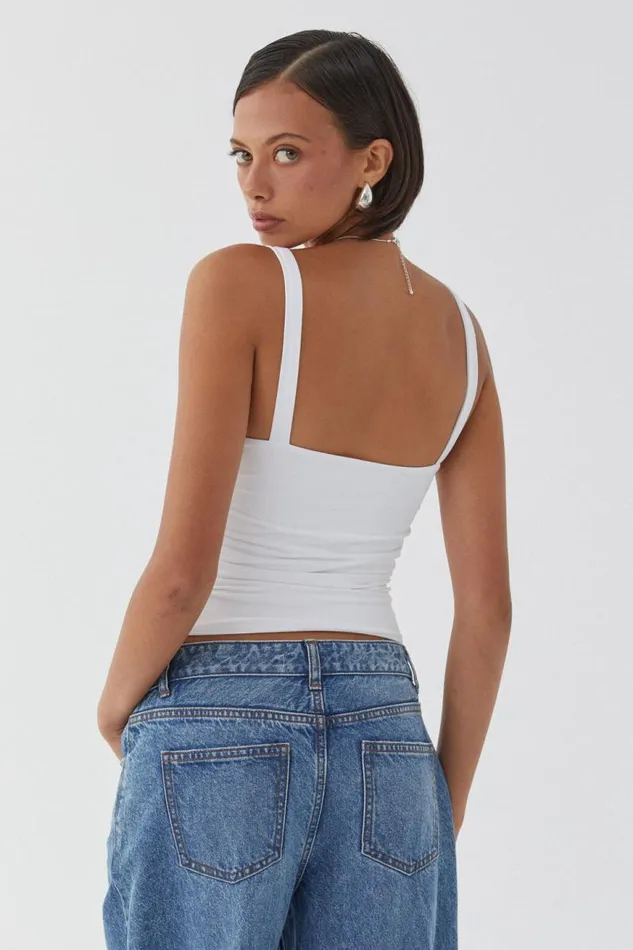 Clothing Supr Luxe Essentials Luxe Ruched Sleeveless Top White
