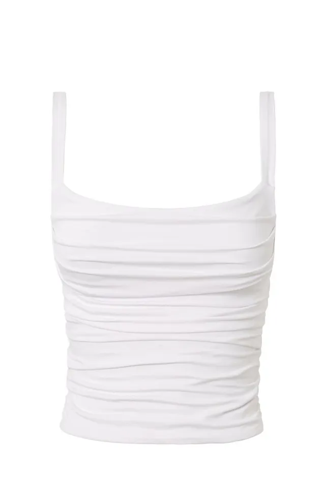 Clothing Supr Luxe Essentials Luxe Ruched Sleeveless Top White
