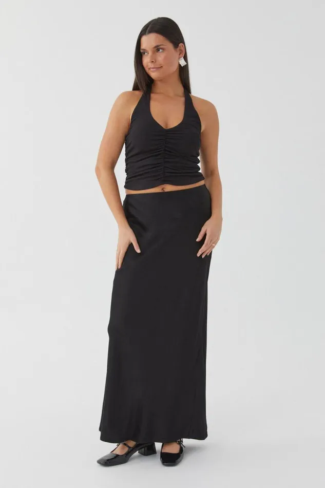 Clothing Supr Skirts Skylar Satin Maxi Skirt Black