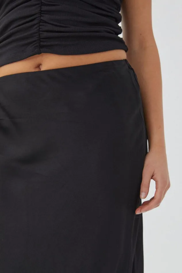 Clothing Supr Skirts Skylar Satin Maxi Skirt Black