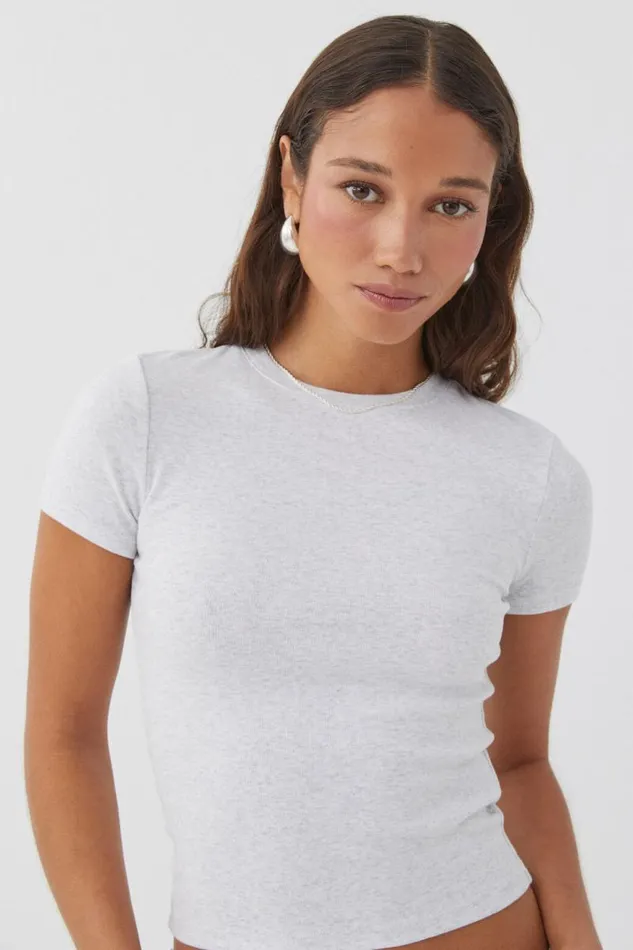 Clothing Supr T Shirts Cotton Fitted Tee Grey Marle
