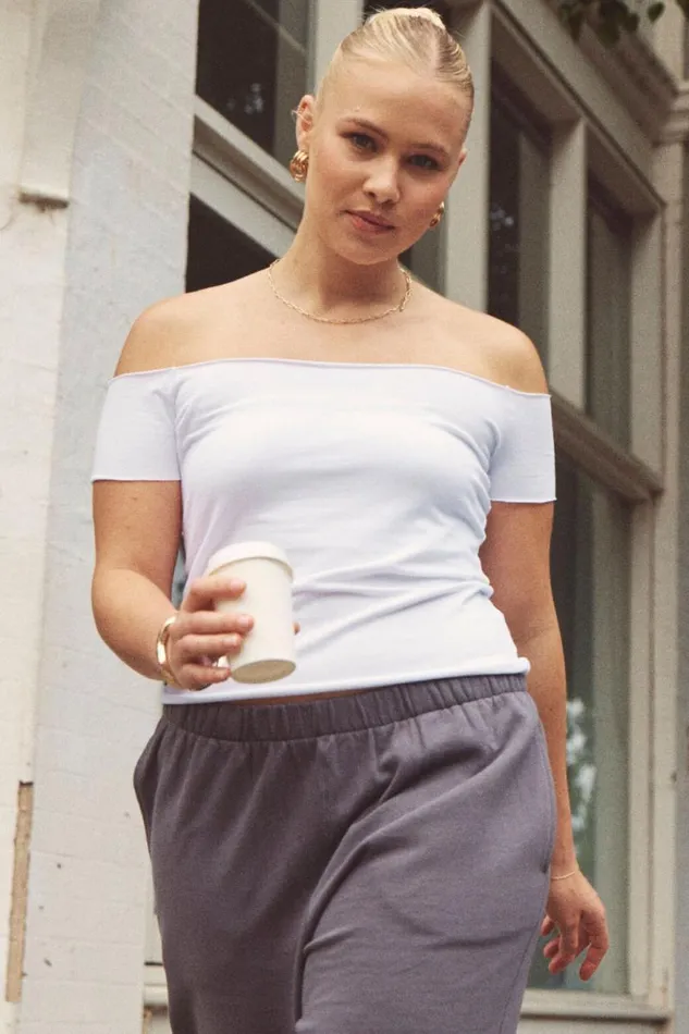 Clothing Supr T Shirts Laura Off Shoulder Tee White