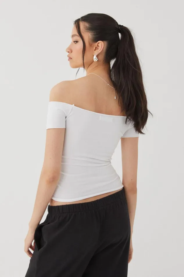 Clothing Supr T Shirts Laura Off Shoulder Tee White